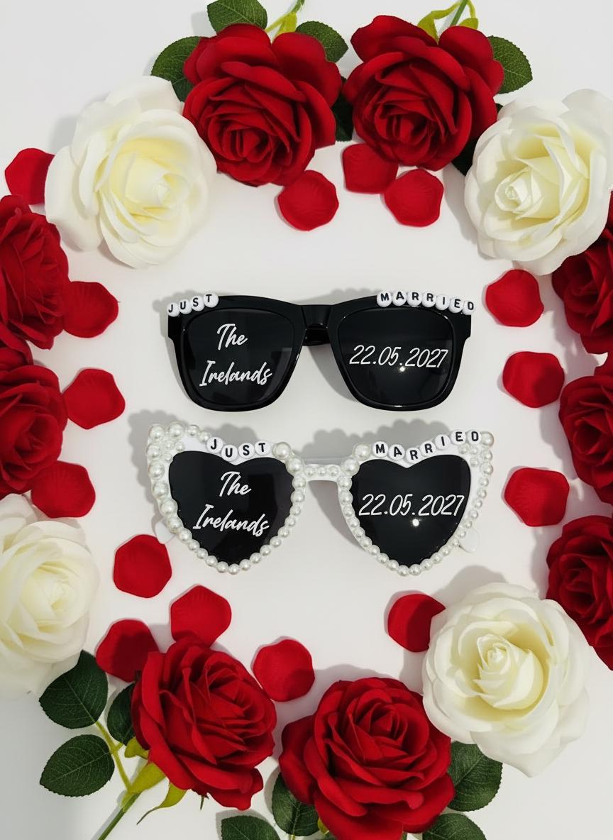 Custom Name Wedding Just Married Sunglasses 2 pairs