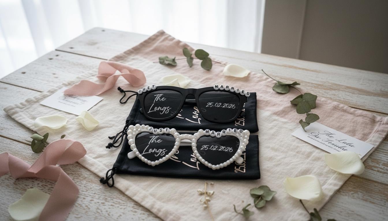 Custom Name Wedding Just Married Sunglasses 2 pairs