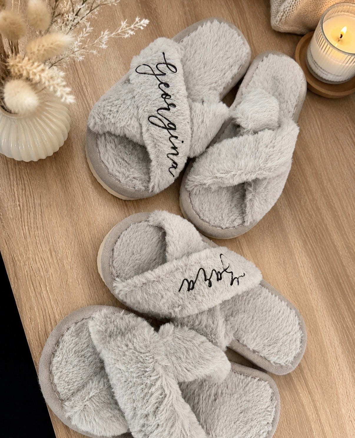 Fluffy Cross Slippers