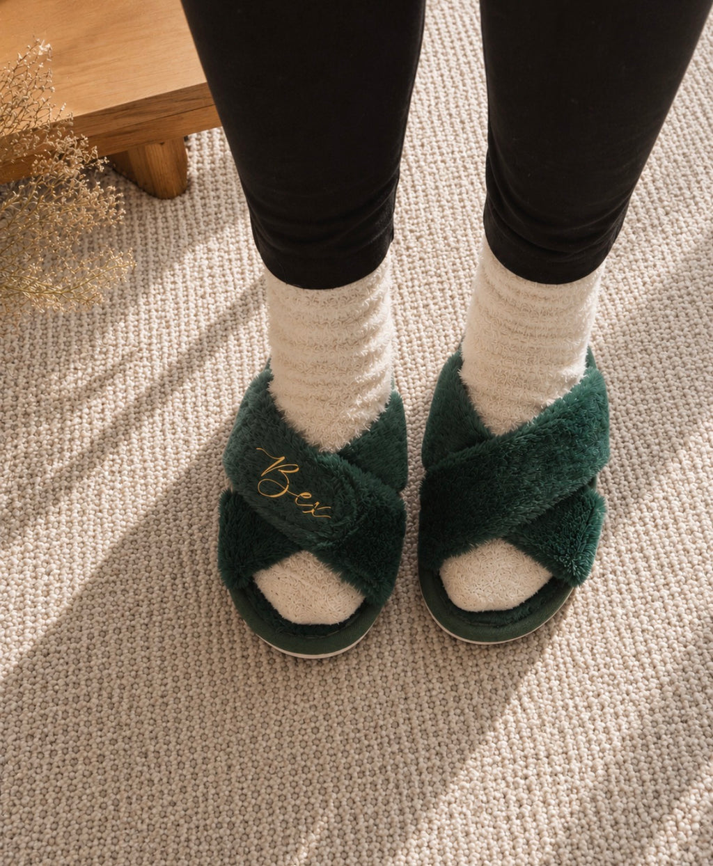 Fluffy Cross Slippers