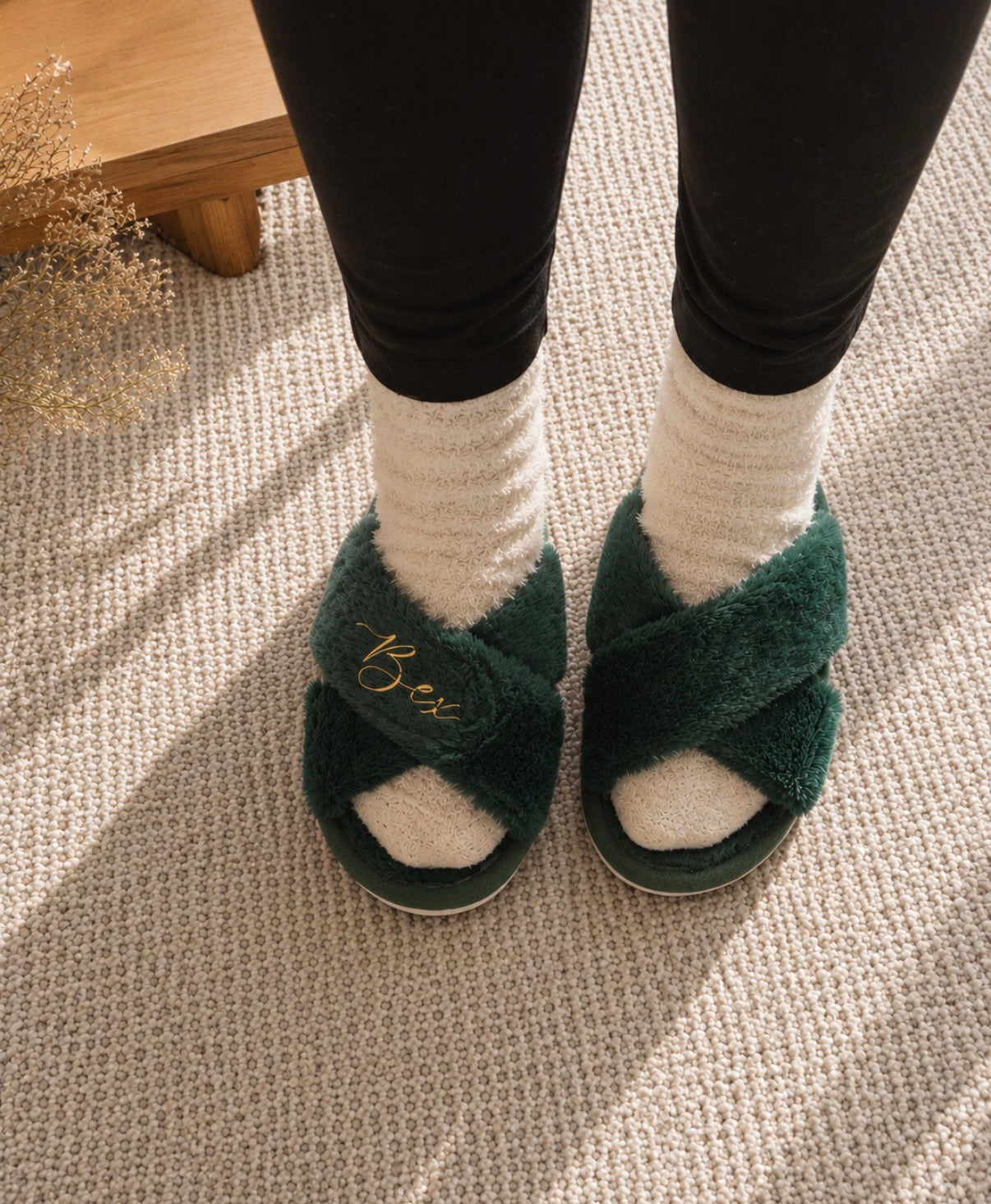 Fluffy Cross Slippers